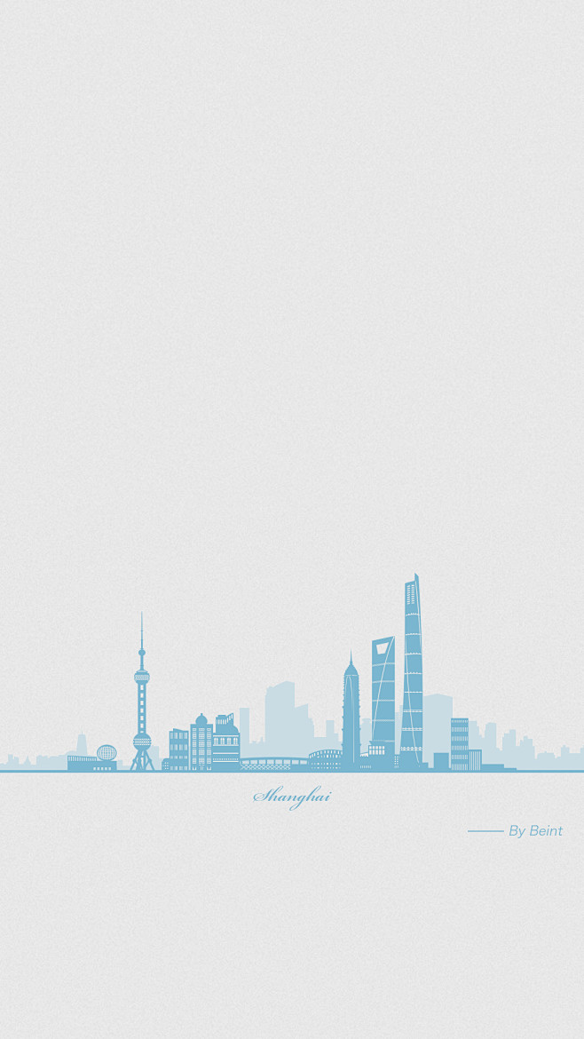城市剪影手机壁纸：然后自己做了个上海的。
