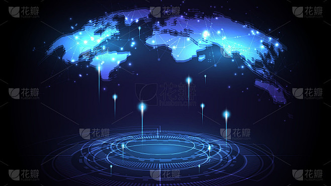 全球网络连接世界地图抽象技术背景
