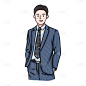 插画人物元素贴纸