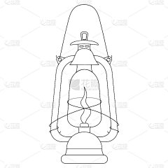 灯。煤油灯。矢量插图。在孤立的白色背景上勾画轮廓。涂鸦风格。草图。儿童涂色书。感恩节的象征。老式的灯