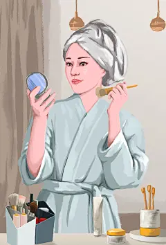 美女美妆化妆人物插画