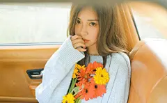 清纯 菊花 浅色毛衣 美女模特