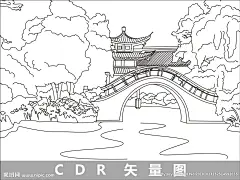 苏州园林建筑园林线描图设计图__建筑园林_自然景观_设计图库_昵图网nipic.com