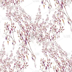 叶和花的水彩画，在白色的背景上无缝的图案