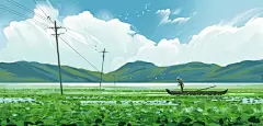 印度jithin puthenpurakkal唯美色彩感简笔插画作品 ​​​​