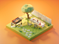 Barbecue barbecue lowpolyart diorama low poly model isometric lowpoly render design blender illustration 3d