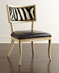 Massoud Black Zebra Leather Dining Chair & Erlinda Dining Table