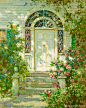 #Abbott Fuller Graves 的门前花园 
 
疲倦的一天回到家，有花、有四季、还有她。 Abbott Fuller Graves 是一位 19 世纪末 20 世纪初的美国插画家，专门从事装饰性露天花园绘画和花卉静物画。
他厚重的笔触、鲜艳的色彩和斑斓的自然光显示出欧洲印象派的影响。 
1891 年后，Graves 住在波士顿缅因州的沿海小镇肯纳邦克波特，在那里描绘了大量的小镇生活，其中还有不少灵感自西班牙和南美洲的异国花园。
Graves 笔下鲜花烂漫的门庭是否满足了你内心对美好和幸福的想