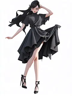 AI现代女孩服装插画设定素材 卡通人物服装设计 临摹图 游戏资源-淘宝网