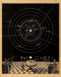 一组使用线性元素绘制的宇宙星图