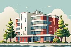 城市医院手绘插图