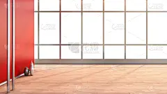 无人,窗户,红色,室内,巨大的,水平画幅,形状,绘画插图,天花板,架子
