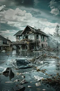 自然灾难城市水灾图片