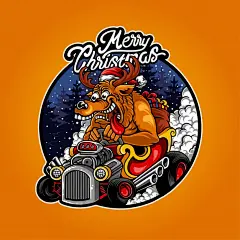 圣诞鹿角狼插画矢量图设计素材