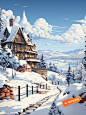 银装素裹！9 副 Midjourney 雪景插画带你感受冬日仙境！