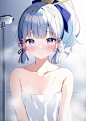 贫乳，绫华，洗澡；神里绫华Ayaka少女原神插画图片壁纸