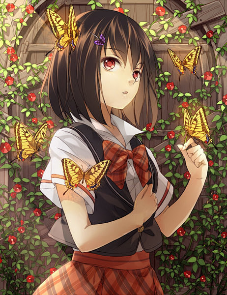【蝴蝶飞】唯美蝴蝶少女插画图片第13张图...