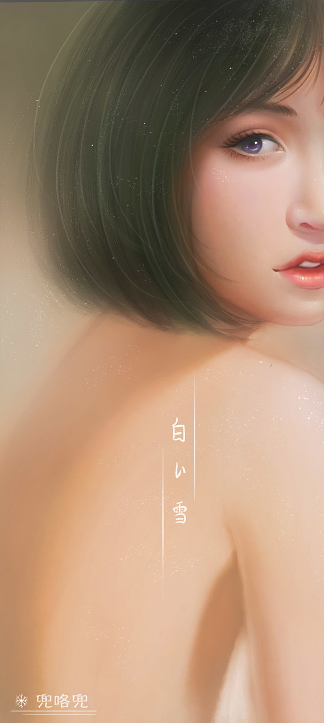 美女 插画 白雪 清新 治愈 清新 复古...