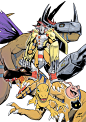 Anime 1169x1654 Digimon Digimon Adventure Agumon evolution white background Ivan Fiorelli anime