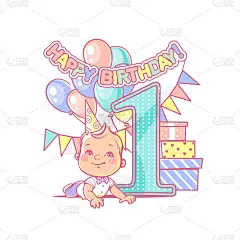 男孩的第一个生日。