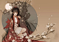 唯美古风《半面妆》插画，有些容颜望一眼就终身思念 : 有一美人兮，见之不忘 一日不见兮，思之如狂 更多精彩内容，关注51美术高考网微信公众号 小说《半面妆》封面 有些容颜，望一眼就终身思念 《狐狸娶亲》小说插画封面 花妖铺出十丈花毯 鸟妖唱着最动人的乐曲 美人穿着