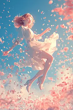 AI数字艺术春季捧花女孩人物模型-众图网
