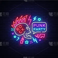 品牌名称,朋克,霓虹灯,摇滚乐,夜晚,分离着色,音乐,乐队,金属,聚会