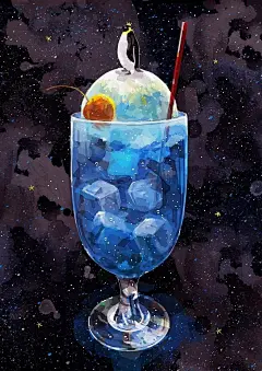一组清新静态插画，自带光效！ : 装在冷饮里的动物！ 系列电绘来自 日本大阪人のみや のみや是一名普通公司职员 绘制插画是她的兴趣 她喜欢蓝色，喜欢可爱的东西 她的画中背景 总是布满着雪花或星星 看起来仿佛自带闪光 有种梦幻的迷离感 - END - (部