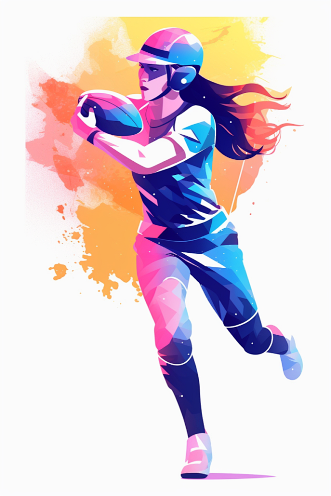 水彩橄榄球运动体育素材图片插画