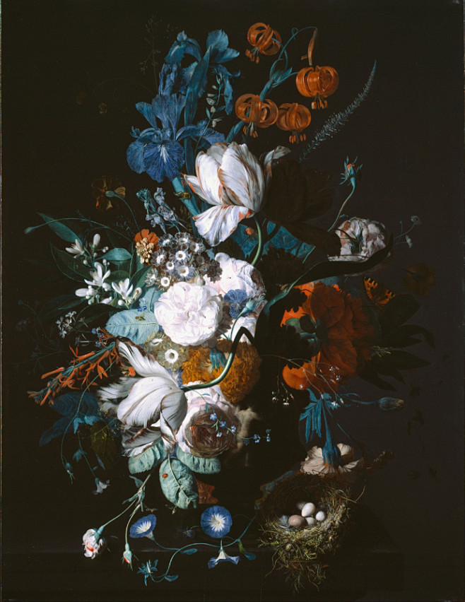 17世纪荷兰花绘大师Jan van Huysum花卉油画。 ​​​​
