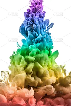 丙烯酸颜料和油墨在水中。抽象的背景帧。孤立在白色的。