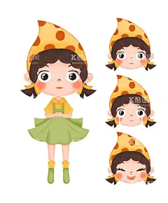 儿童插画 可爱的小女孩  - 源文件下载【酷图网】儿童,插画,可爱,女孩,表情包