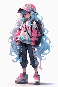 漫画棒球帽女孩图片插画