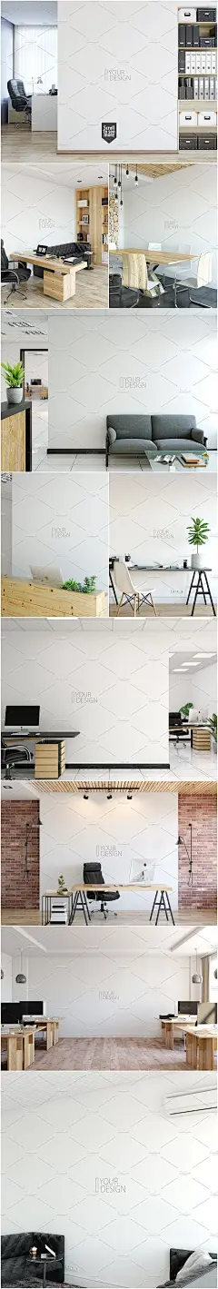 办公室墙纸设计样机模板素材 OFFICE Interior Wall Mockup Bundle #2195166-样机模版-美工云(meigongyun.com)