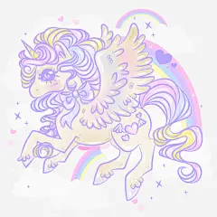 卡通小马免抠素材_新图网 https://ixintu.com 卡通 小马 手绘 紫色 翅膀