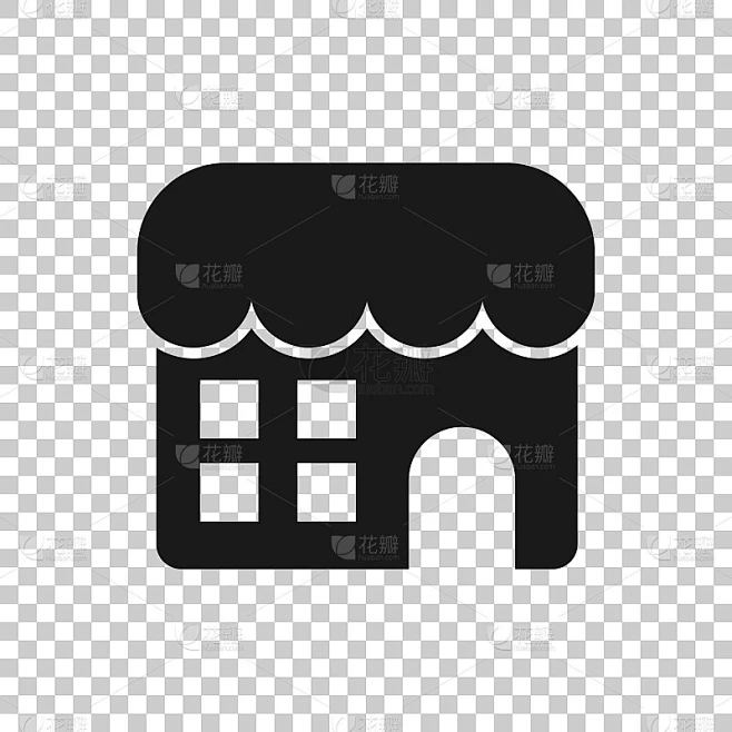 杂货店图标在透明的风格。Shop建筑矢量插图在孤立的背景。市场精品经营理念。素材-花瓣网