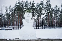 漂亮的雪人。堆雪人，初雪。