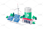 太阳能、风能和电池储能的可再生能源发电站