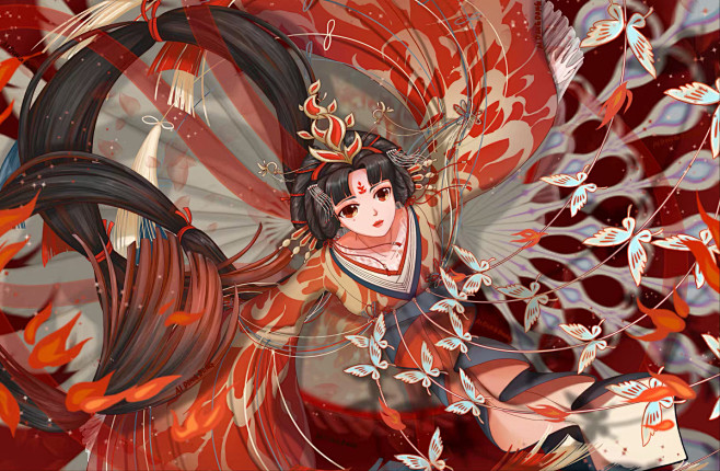 阴阳师不知火蝶步韶华爱东东不爱吃生肉的插画