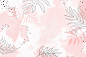 Pink leafy watercolor background vector