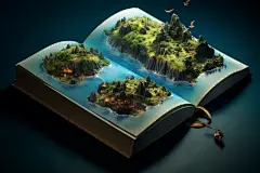 设计书本创意岛屿模型