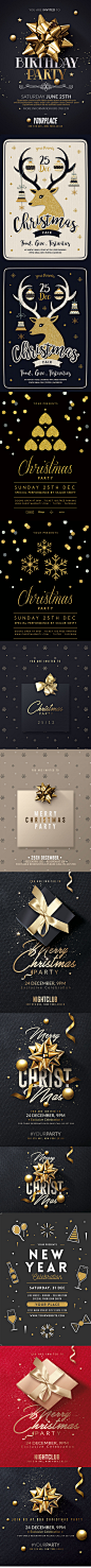 黑金过年圣诞海报元素广告设计，平面设计素材 源文件-淘宝网