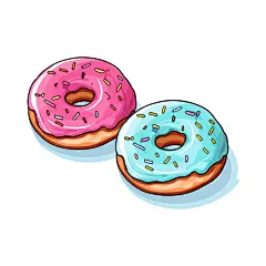 粉色与蓝色甜甜圈插画艺术图