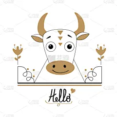 母牛,贺卡,背景分离,平坦的,乌克兰,图像,小的,动物,童话故事,农场