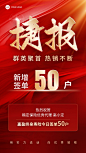 金融保险销售业绩表彰喜报喜庆风手机海报套装
