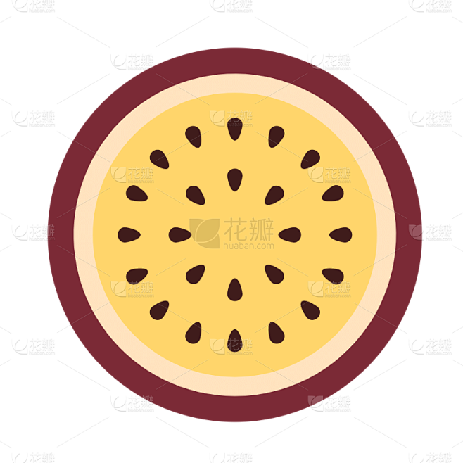 矢量-水果切面元素-百香果素材-花瓣网