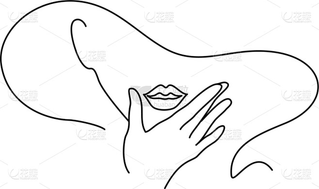 女人,线条画,人的脸部,举起手,艺术,肖...