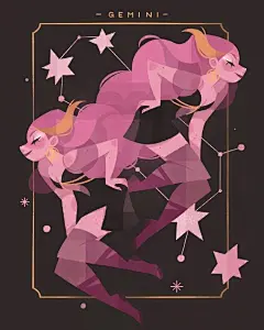美漫风格的 12 星座卡插画设计
