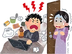 失业者对父母大喊大叫 卡通 插画 免扣 素材 手绘 png