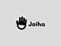 This may contain: a hand with the word joiha written in black on a light gray background